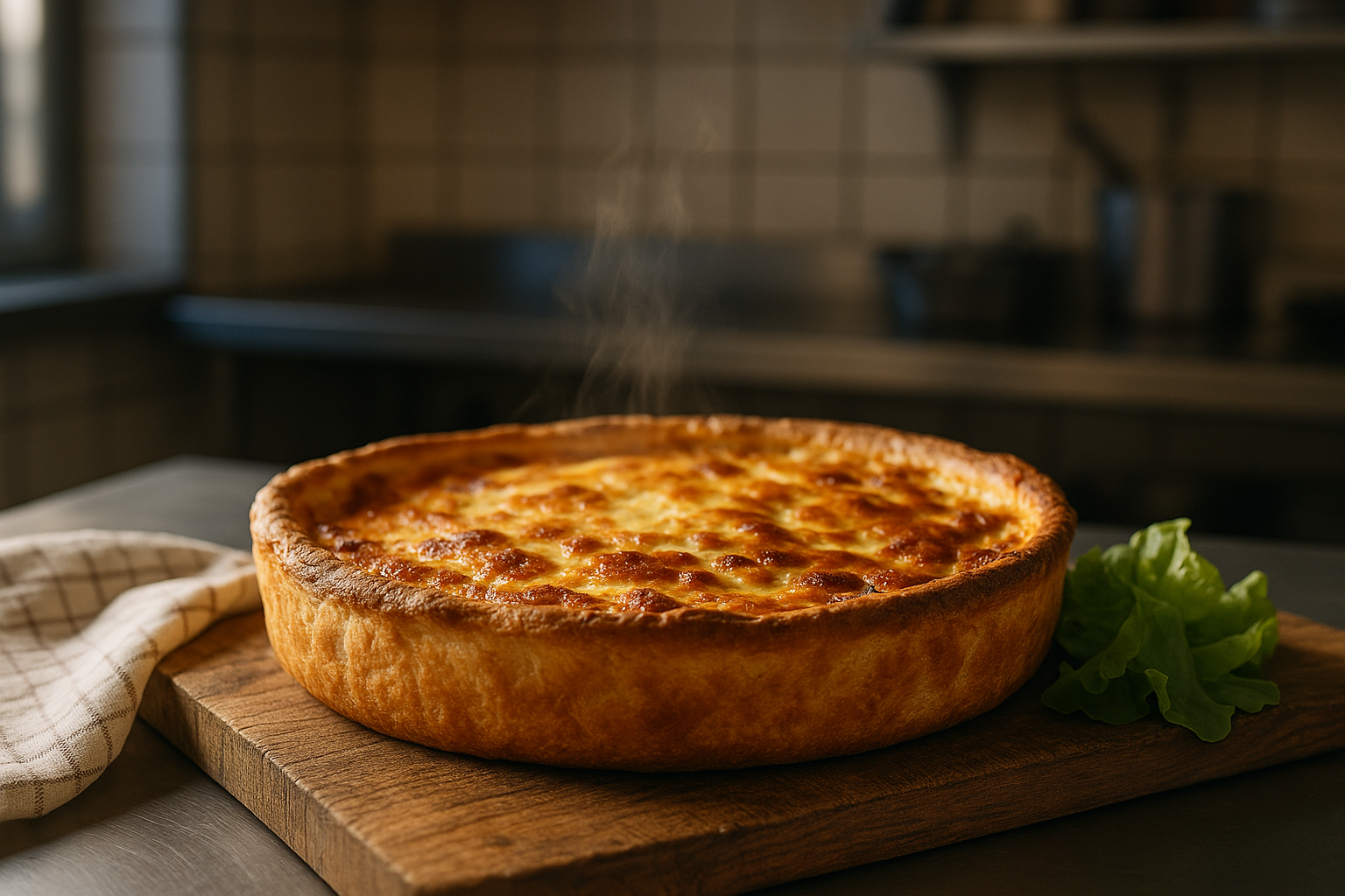 Quiche lorraine maison dorée sortant du four
